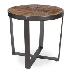 Gerhardt 18.75 in. Rustic Brown Round Wood End Table by Kate and Laurel