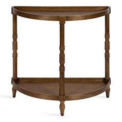 Bellport Rustic Brown 30 in. Half Circle MDF Console Table with Shelf by Kate and Laurel -Sealy Sales Store rustic brown kate and laurel console tables 219745 4f 1000