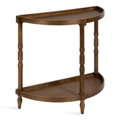 Bellport Rustic Brown 30 in. Half Circle MDF Console Table with Shelf by Kate and Laurel