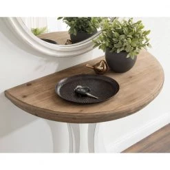 Linsley Rustic Brown 30 in. Half Circle MDF Console Table by Kate and Laurel -Sealy Sales Store rustic brown kate and laurel console tables 219961 76 1000