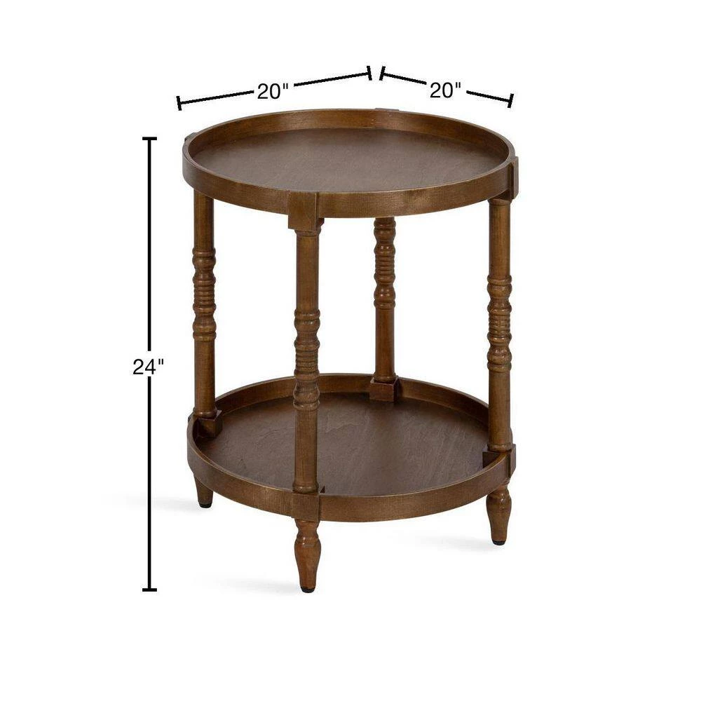 Bellport 20 in. Rustic Brown Round MDF Top End Table by Kate and Laurel 5 Bellport 20 in. Rustic Brown Round MDF Top End Table by Kate and Laurel - Image 3