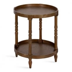 Bellport 20 in. Rustic Brown Round MDF Top End Table by Kate and Laurel