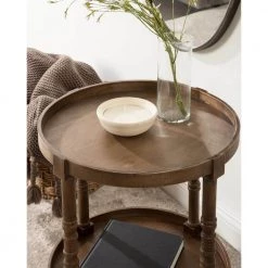 Bellport 20 in. Rustic Brown Round MDF Top End Table by Kate and Laurel 17 Bellport 20 in. Rustic Brown Round MDF Top End Table by Kate and Laurel -Sealy Sales Store rustic brown kate and laurel end side tables 219741 76 1000