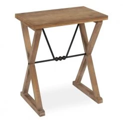 Travere 22 in. Rustic Brown Rectangle Wood End Table by Kate and Laurel