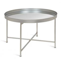 Celia Silver 18.89 in. Round Glass Top Coffee Table by Kate and Laurel