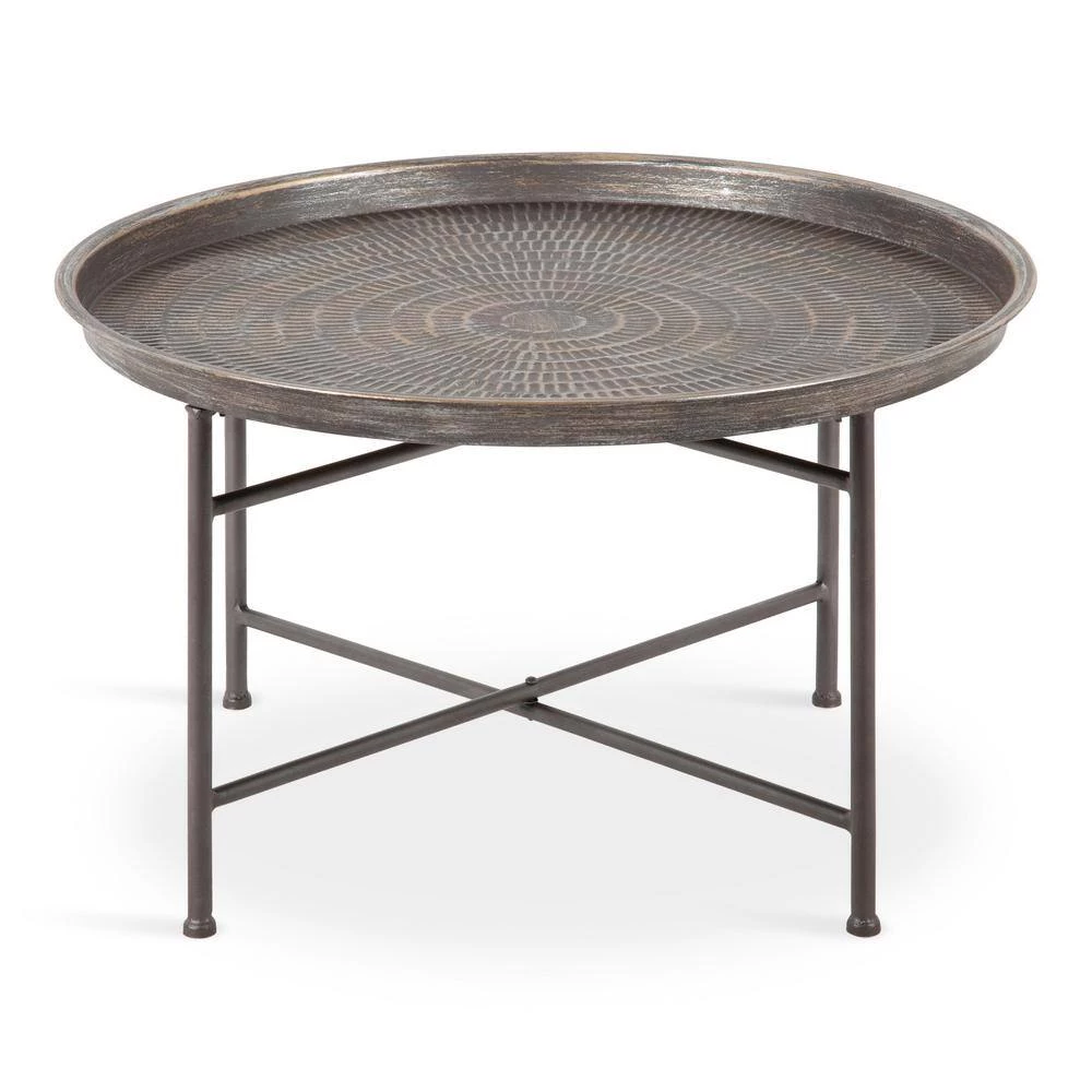 Mahdavi Silver 25.50 in. Round Metal Coffee Table by Kate and Laurel 7 Mahdavi Silver 25.50 in. Round Metal Coffee Table by Kate and Laurel - Image 5