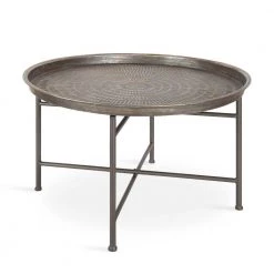 Mahdavi Silver 25.50 in. Round Metal Coffee Table by Kate and Laurel