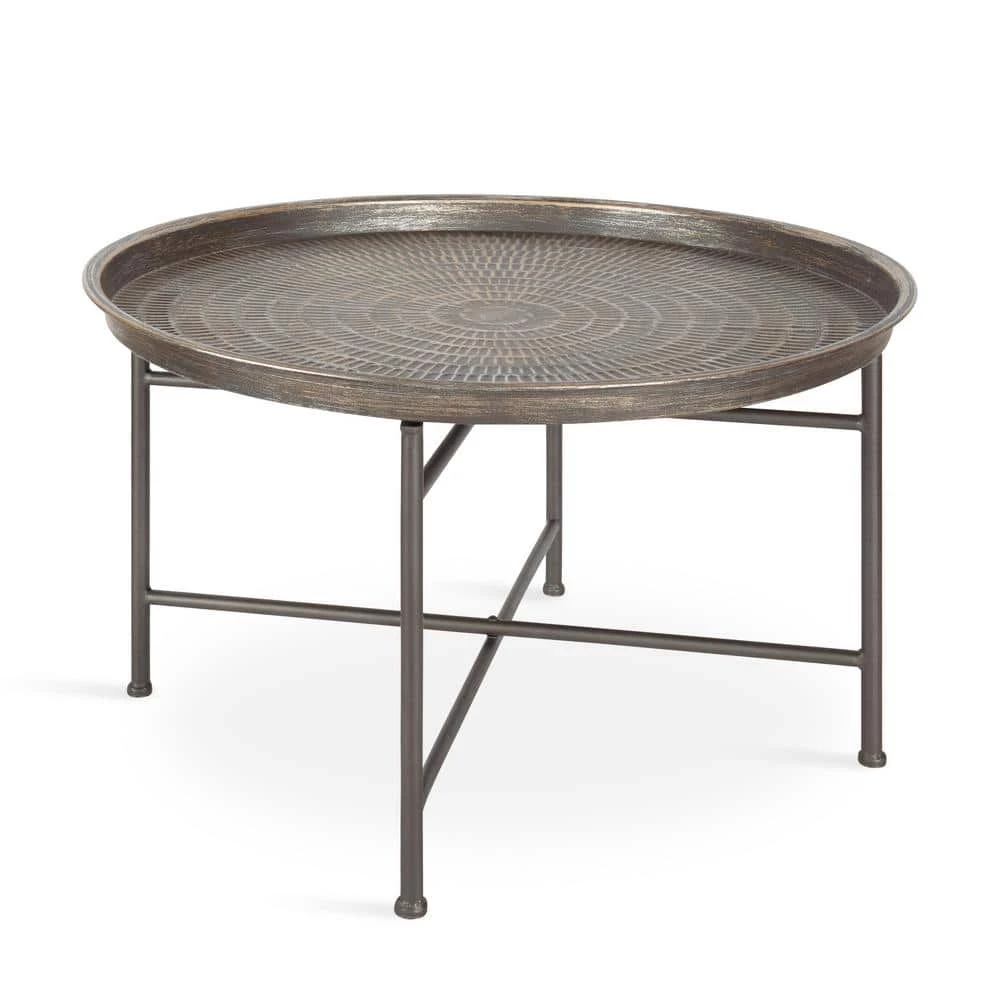 Mahdavi Silver 25.50 in. Round Metal Coffee Table by Kate and Laurel 3 Mahdavi Silver 25.50 in. Round Metal Coffee Table by Kate and Laurel