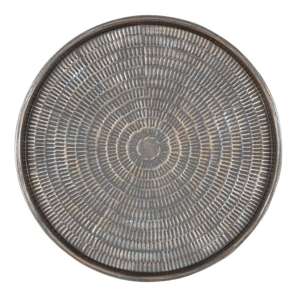 Mahdavi Silver 25.50 in. Round Metal Coffee Table by Kate and Laurel 5 Mahdavi Silver 25.50 in. Round Metal Coffee Table by Kate and Laurel - Image 3