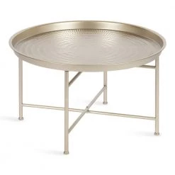 Mahdavi Silver 15.50 in. Round Metal Coffee Table by Kate and Laurel