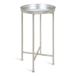 Celia 14 in. Silver Round Glass End Table by Kate and Laurel