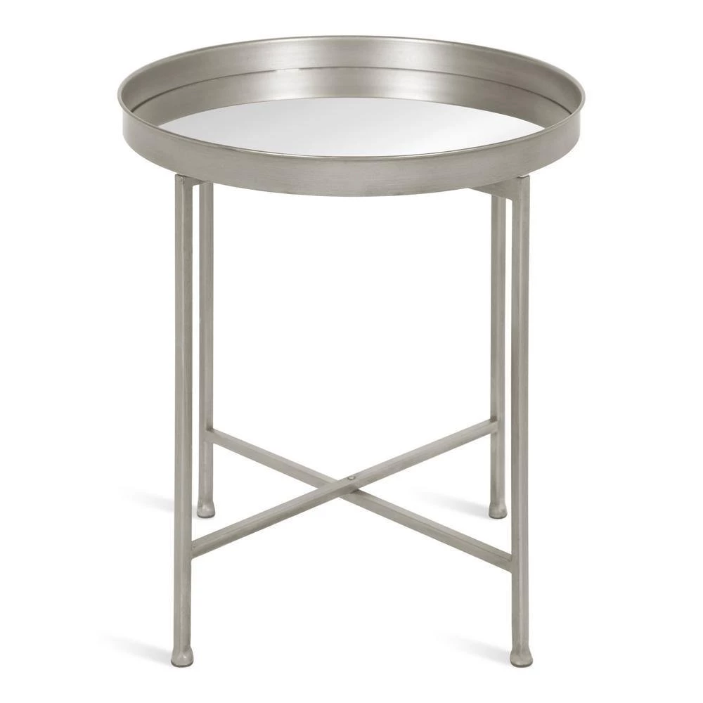Celia 18.25 in. Silver Round Glass End Table by Kate and Laurel 8 Celia 18.25 in. Silver Round Glass End Table by Kate and Laurel - Image 6