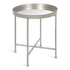 Celia 18.25 in. Silver Round Glass End Table by Kate and Laurel