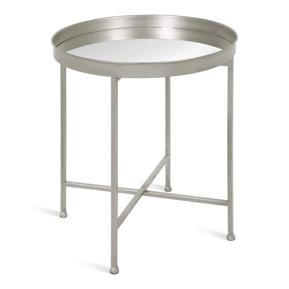 Celia 18.25 in. Silver Round Glass End Table by Kate and Laurel 3 Celia 18.25 in. Silver Round Glass End Table by Kate and Laurel