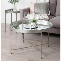 Celia 18.25 in. Silver Round Glass End Table by Kate and Laurel 17 Celia 18.25 in. Silver Round Glass End Table by Kate and Laurel -Sealy Sales Store silver kate and laurel end side tables 214612 76 1000