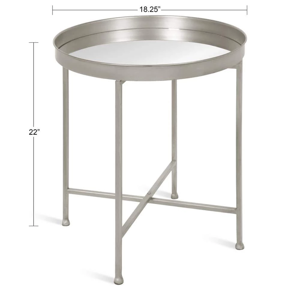 Celia 18.25 in. Silver Round Glass End Table by Kate and Laurel 7 Celia 18.25 in. Silver Round Glass End Table by Kate and Laurel - Image 5