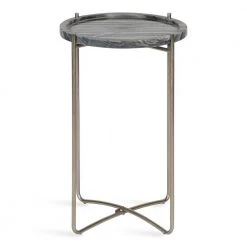 Vale 15.50 in. Silver Round Marble End Table by Kate and Laurel -Sealy Sales Store silver kate and laurel end side tables 219298 4f 1000