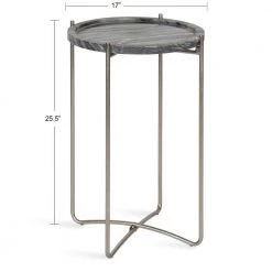 Vale 15.50 in. Silver Round Marble End Table by Kate and Laurel -Sealy Sales Store silver kate and laurel end side tables 219298 c3 1000