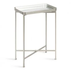 Celia 18 in. Silver Rectangle Glass End Table by Kate and Laurel