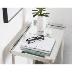 Celia 18 in. Silver Rectangle Glass End Table by Kate and Laurel -Sealy Sales Store silver kate and laurel end side tables 219953 76 1000