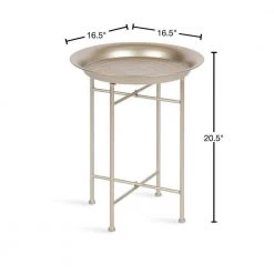 Mahdavi 16.50 in. Silver Round Metal End Table by Kate and Laurel -Sealy Sales Store silver kate and laurel end side tables 220501 40 1000