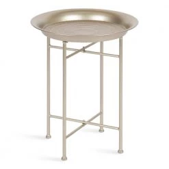 Mahdavi 16.50 in. Silver Round Metal End Table by Kate and Laurel