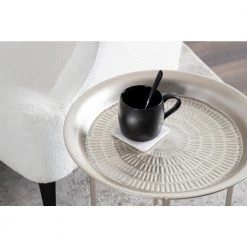 Mahdavi 16.50 in. Silver Round Metal End Table by Kate and Laurel -Sealy Sales Store silver kate and laurel end side tables 220501 76 1000