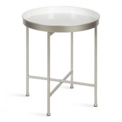 Celia 18.37 in. Silver Round Metal End Table by Kate and Laurel