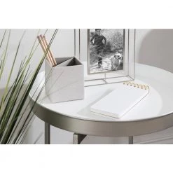 Celia 18.37 in. Silver Round Metal End Table by Kate and Laurel -Sealy Sales Store silver white kate and laurel end side tables 219942 76 1000