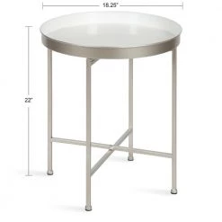 Celia 18.37 in. Silver Round Metal End Table by Kate and Laurel -Sealy Sales Store silver white kate and laurel end side tables 219942 c3 1000