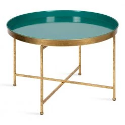 Celia Teal 19 in. Round Metal Coffee Table by Kate and Laurel