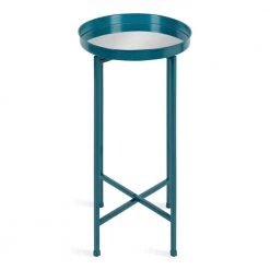 Celia 14 in. Teal Round Glass End Table by Kate and Laurel -Sealy Sales Store teal kate and laurel end side tables 217214 4f 1000
