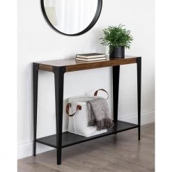 Vexler Walnut Brown 38 in. Rectangle Wood Console Table with Shelf by Kate and Laurel -Sealy Sales Store walnut brown kate and laurel console tables 219042 76 1000