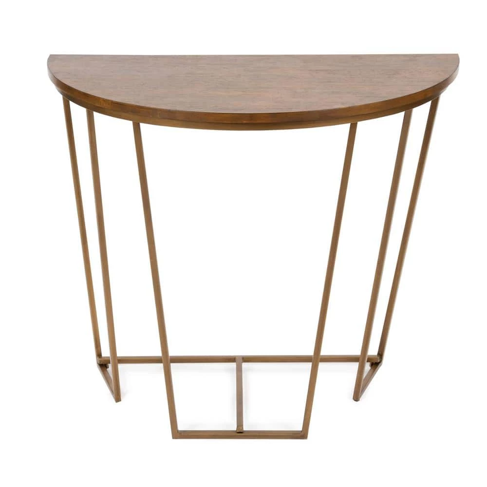 Solvay Walnut Brown 36 in. Half Circle Wood Console Table by Kate and Laurel 7 Solvay Walnut Brown 36 in. Half Circle Wood Console Table by Kate and Laurel - Image 5