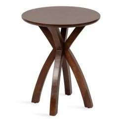Soleyn 19.75 in. Walnut Brown Round Wood End Table by Kate and Laurel