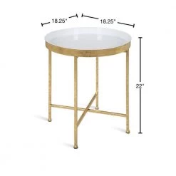 Celia 18.25 in. White Round Metal End Table by Kate and Laurel -Sealy Sales Store white gold kate and laurel end side tables 214609 40 1000