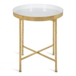 Celia 18.25 in. White Round Metal End Table by Kate and Laurel -Sealy Sales Store white gold kate and laurel end side tables 214609 4f 1000