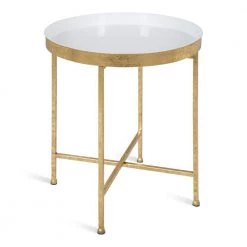 Celia 18.25 in. White Round Metal End Table by Kate and Laurel