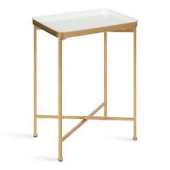 Celia 17.91 in. White Rectangle Metal End Table by Kate and Laurel