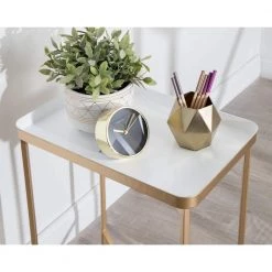 Celia 17.91 in. White Rectangle Metal End Table by Kate and Laurel -Sealy Sales Store white gold kate and laurel end side tables 219951 76 1000