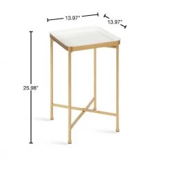 Celia 13.97 in. White Square Metal End Table by Kate and Laurel -Sealy Sales Store white gold kate and laurel end side tables 219959 40 1000