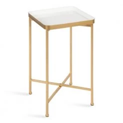 Celia 13.97 in. White Square Metal End Table by Kate and Laurel