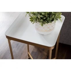Celia 13.97 in. White Square Metal End Table by Kate and Laurel -Sealy Sales Store white gold kate and laurel end side tables 219959 76 1000