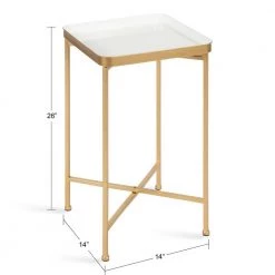Celia 13.97 in. White Square Metal End Table by Kate and Laurel -Sealy Sales Store white gold kate and laurel end side tables 219959 c3 1000
