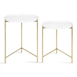 Ulani 18.50 in. White Round Metal End Table with 2-Pieces by Kate and Laurel 13 Ulani 18.50 in. White Round Metal End Table with 2-Pieces by Kate and Laurel -Sealy Sales Store white gold kate and laurel end side tables 220817 4f 1000