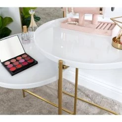 Ulani 18.50 in. White Round Metal End Table with 2-Pieces by Kate and Laurel 15 Ulani 18.50 in. White Round Metal End Table with 2-Pieces by Kate and Laurel -Sealy Sales Store white gold kate and laurel end side tables 220817 76 1000