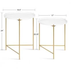 Ulani 18.50 in. White Round Metal End Table with 2-Pieces by Kate and Laurel 12 Ulani 18.50 in. White Round Metal End Table with 2-Pieces by Kate and Laurel -Sealy Sales Store white gold kate and laurel end side tables 220817 c3 1000