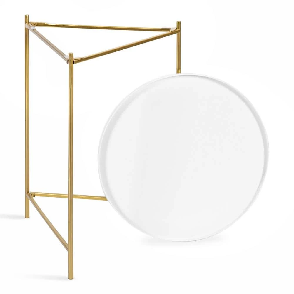 Ulani 18.50 in. White Round Metal End Table with 2-Pieces by Kate and Laurel 4 Ulani 18.50 in. White Round Metal End Table with 2-Pieces by Kate and Laurel - Image 2