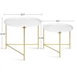 Ulani 22.50 in. White Round Metal End Table with 2-Pieces by Kate and Laurel -Sealy Sales Store white gold kate and laurel end side tables 220828 c3 1000