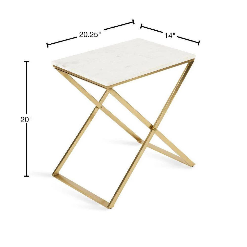 Laraway 20.25 in. White Rectangle Natural Stone Top End Table by Kate and Laurel 4 Laraway 20.25 in. White Rectangle Natural Stone Top End Table by Kate and Laurel - Image 2